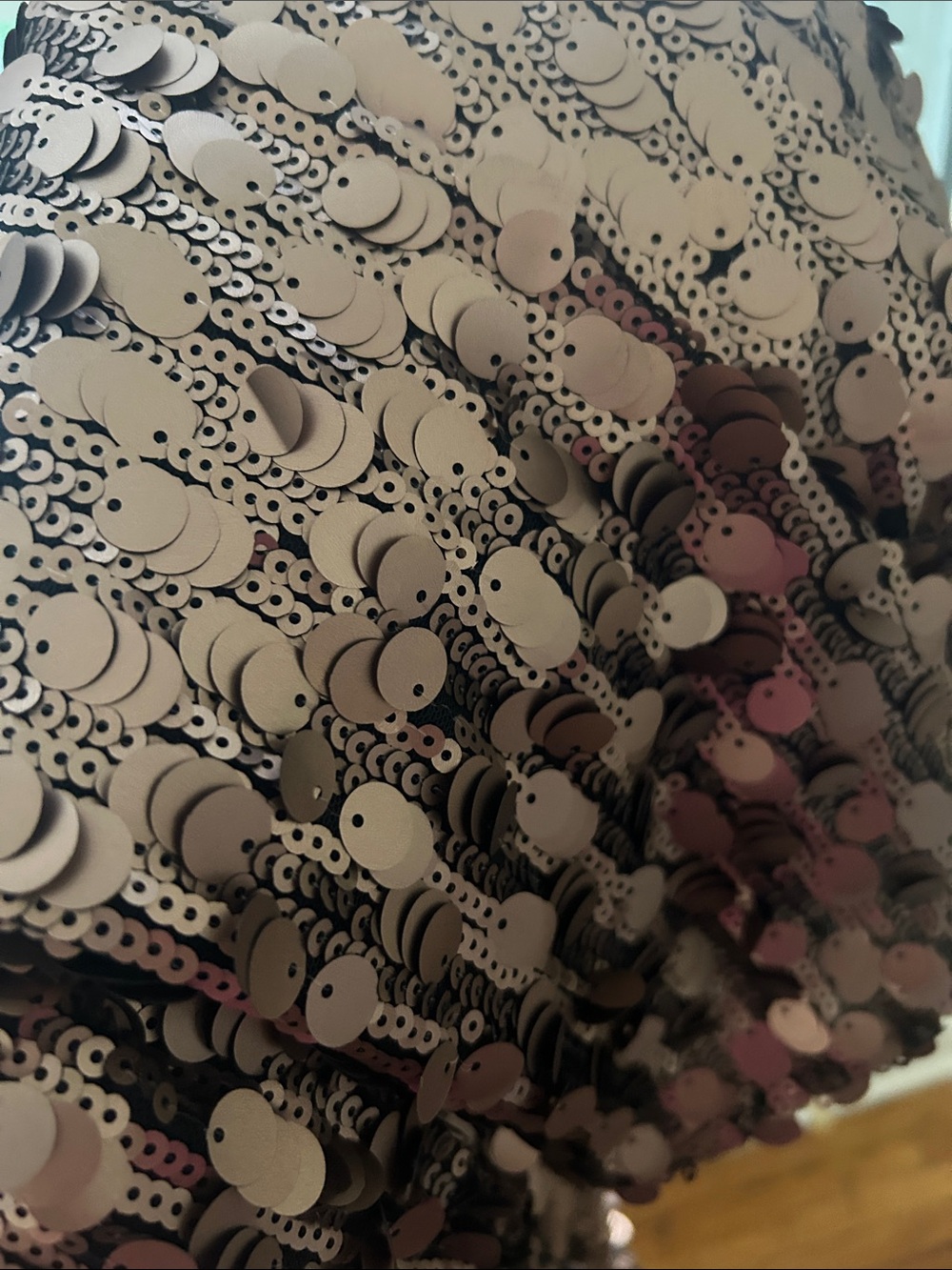 Sequined DKNY Long-Sleeve Crop Top - Bronze - Picture 2 of 4